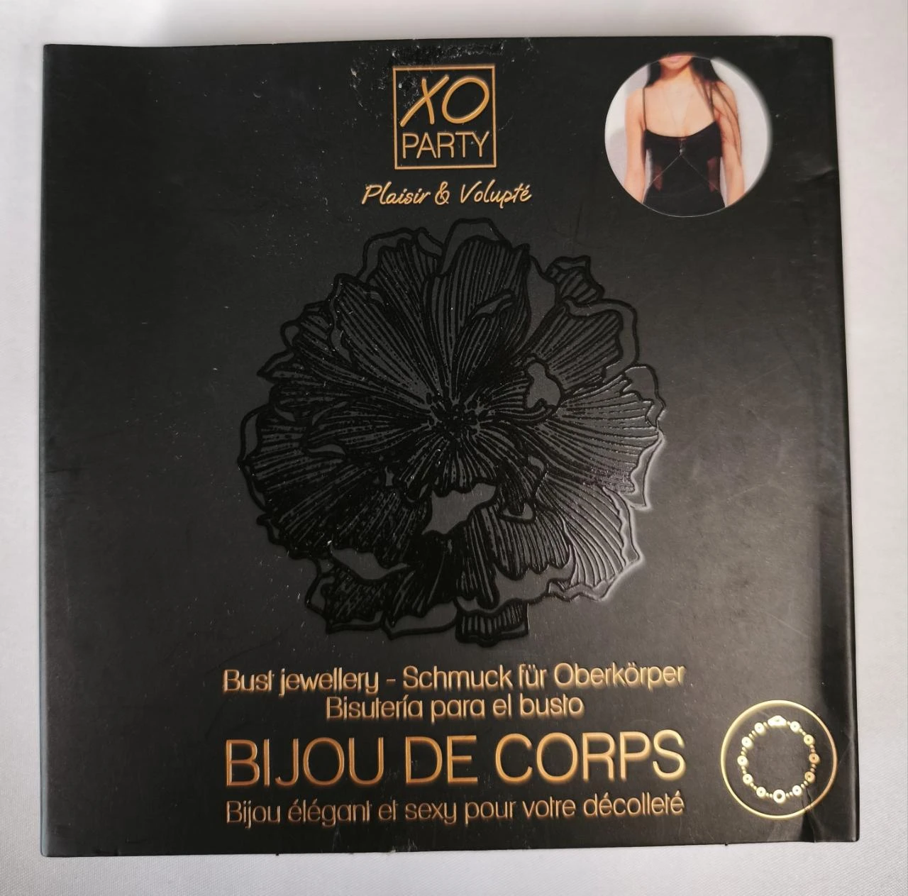 Coffret Bijou de corps doré – Collier de corps élégant pour décolleté / Neuf